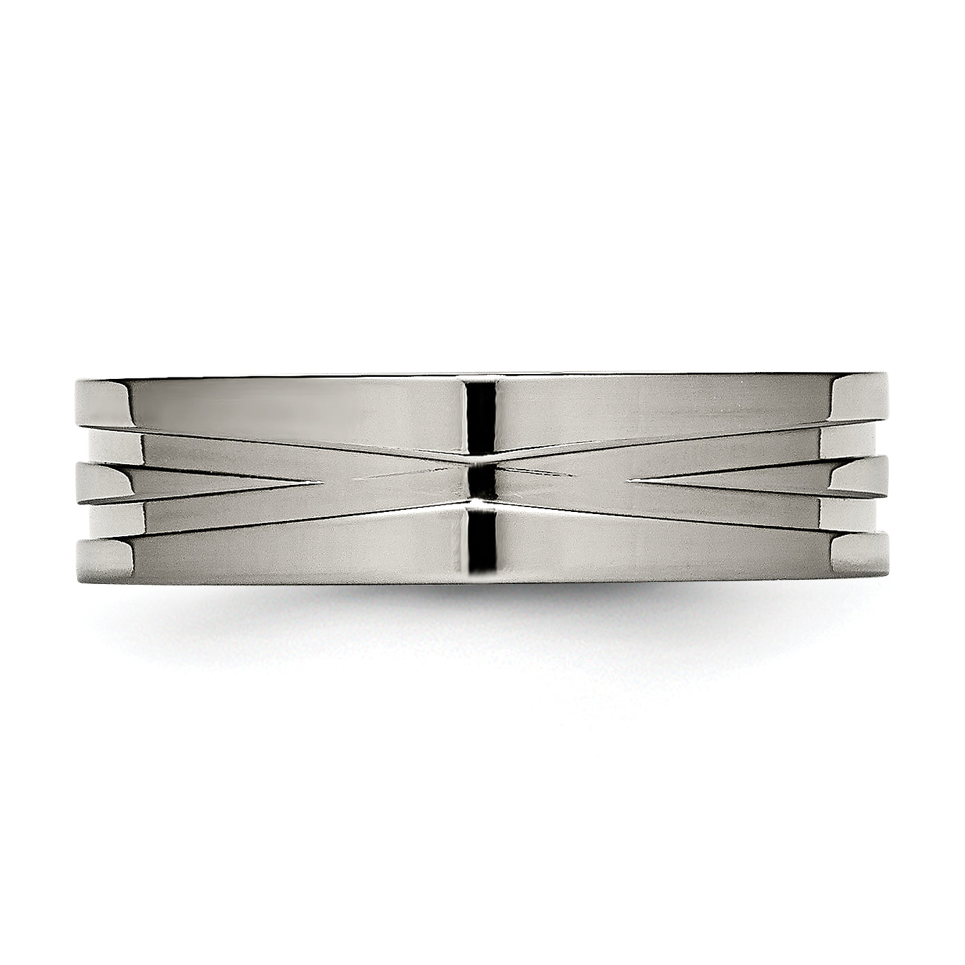 Titanium Polished 6mm Grooved Band (Size 6 Only)