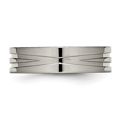 Titanium Polished 6mm Grooved Band (Size 6 Only)