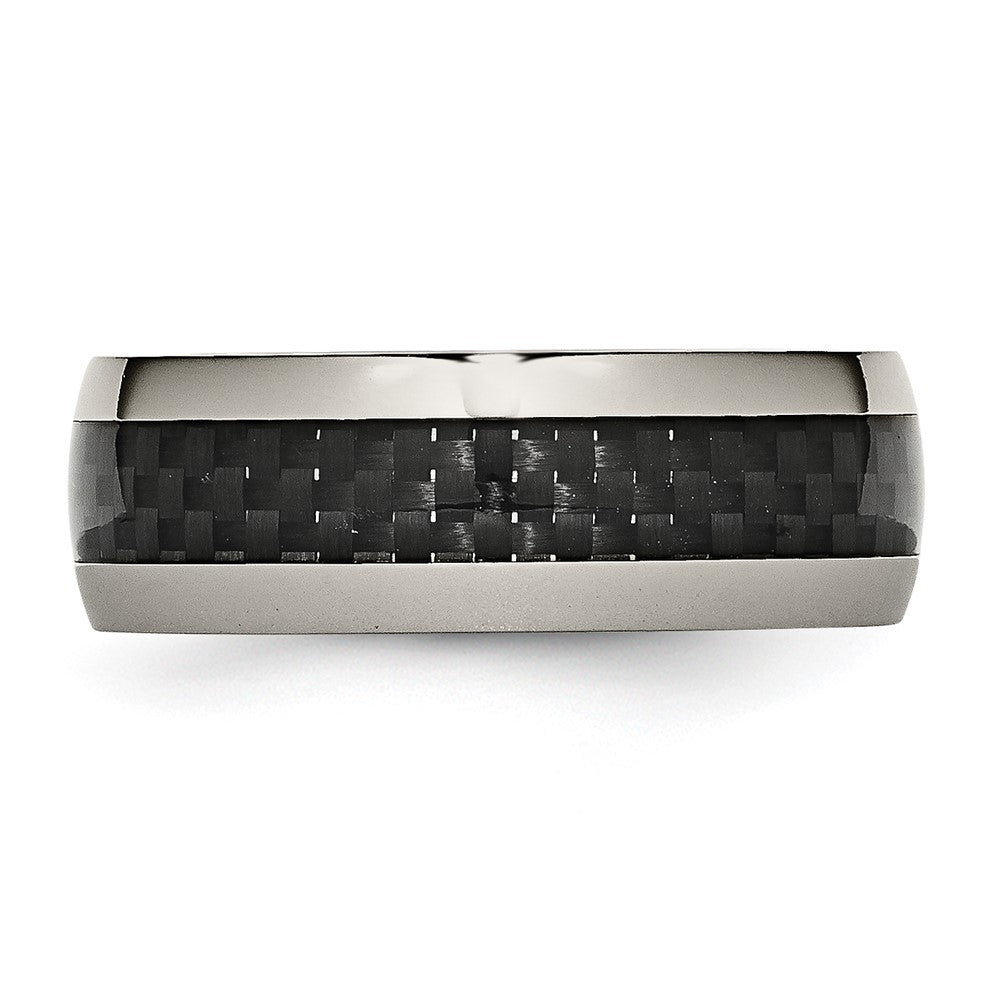 Titanium Polished Black Carbon Fiber Inlay 8mm Band