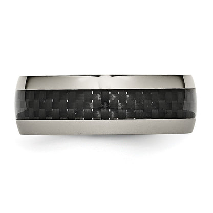 Titanium Polished Black Carbon Fiber Inlay 8mm Band