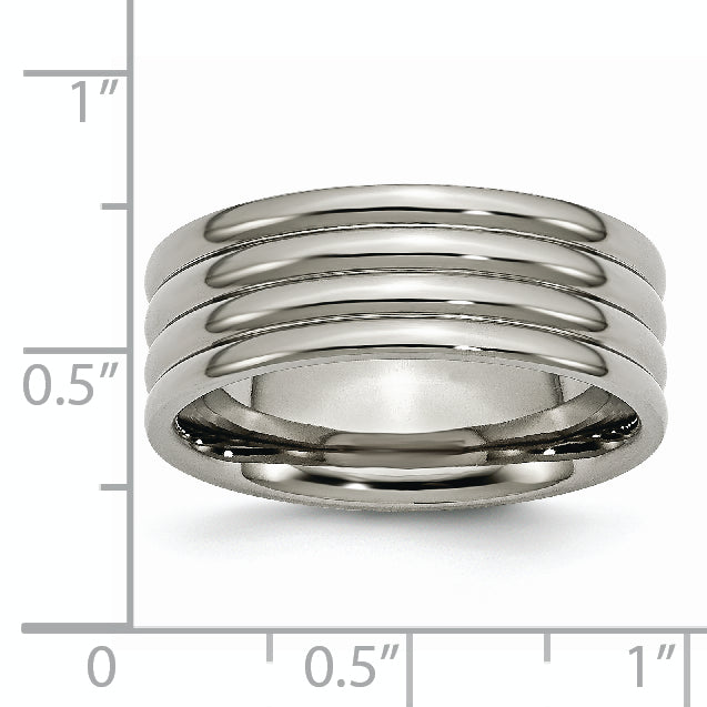 Titanium Grooved 8mm Polished Band