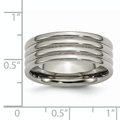 Titanium Grooved 8mm Polished Band