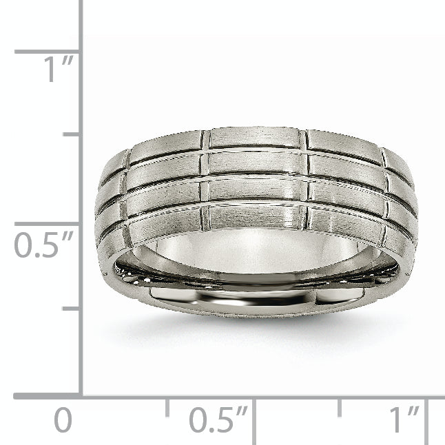 Titanium Brushed Center 8mm Grooved Band