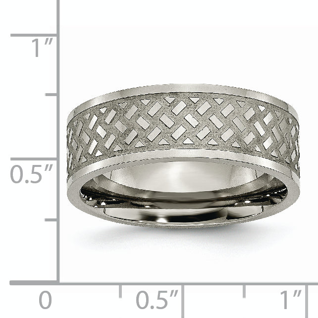 Titanium Polished 8mm Weave Design Band