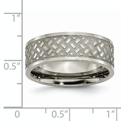 Titanium Polished 8mm Weave Design Band