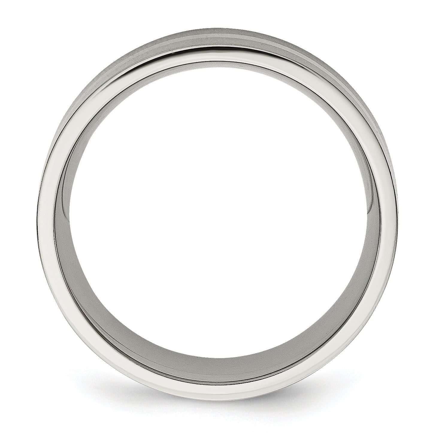 Titanium/Ss Titanium Brushed Sterling Silver Inlay 8mm Flat Band