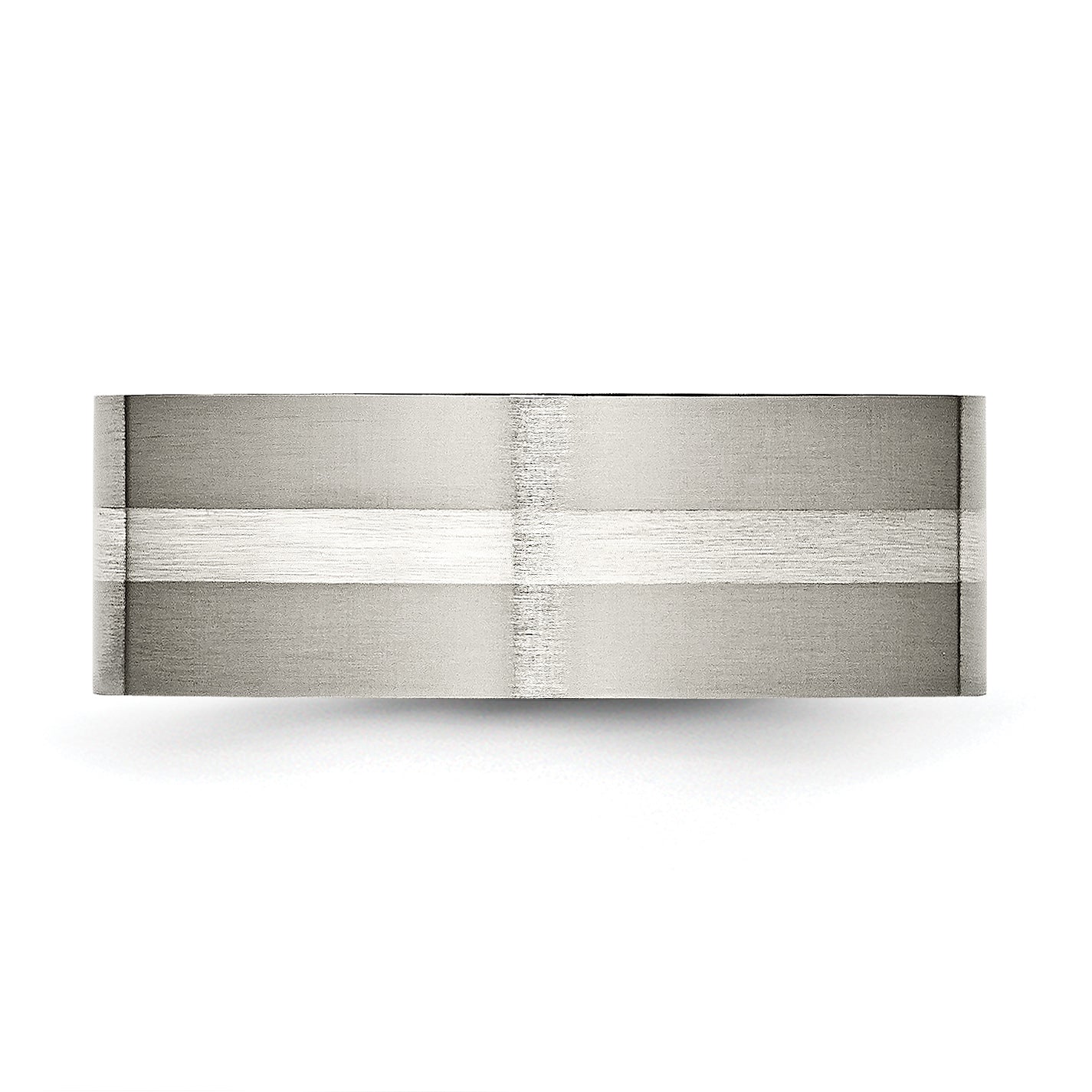 Titanium/Ss Titanium Brushed Sterling Silver Inlay 8mm Flat Band