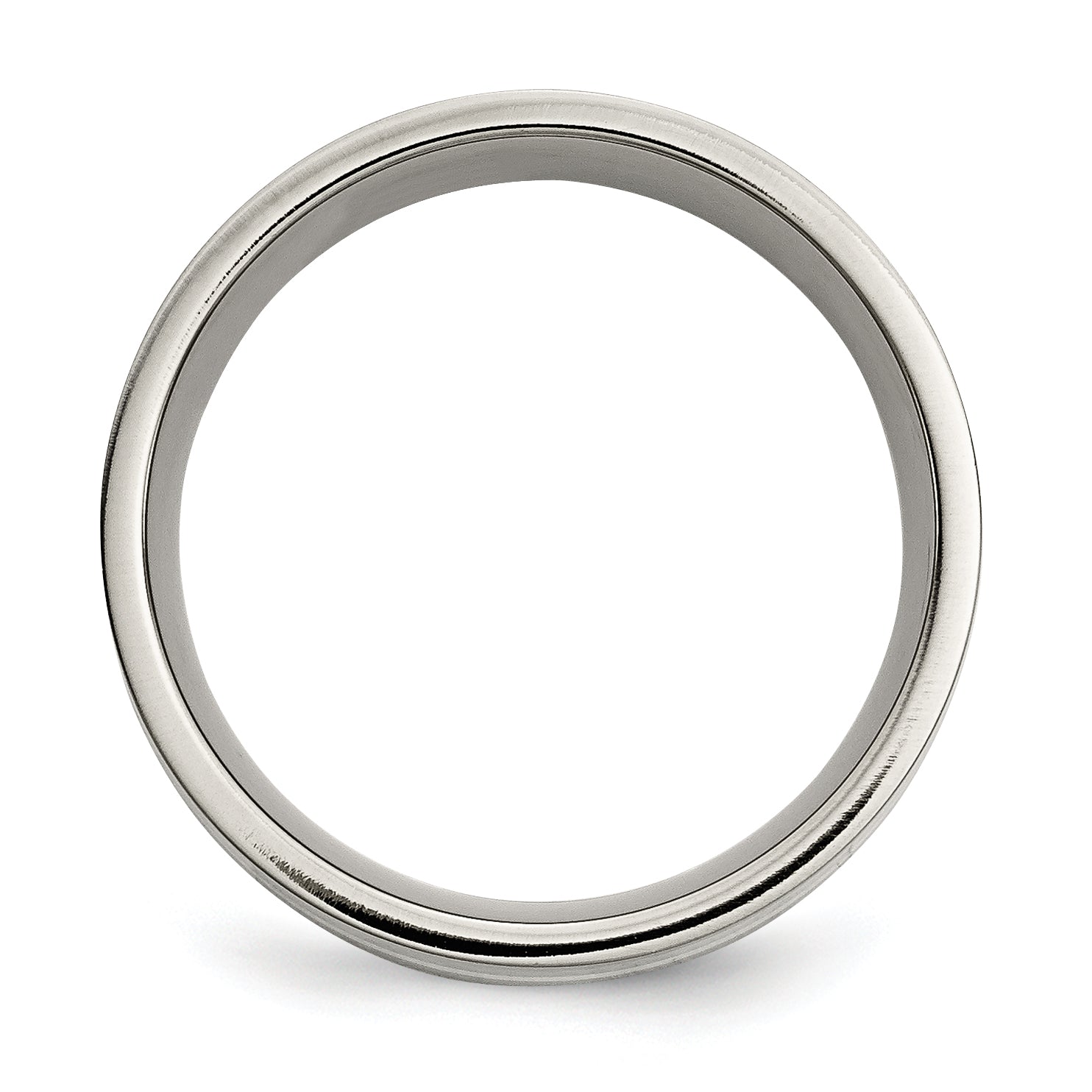 Titanium/Silver Two Tone Titanium Polished Sterling Silver Inlay 8mm Flat Band