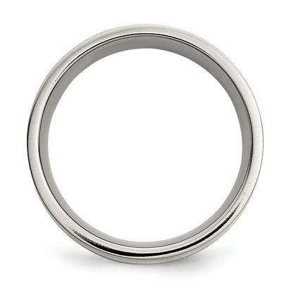 Titanium/Silver Two Tone Titanium Polished Sterling Silver Inlay 8mm Flat Band