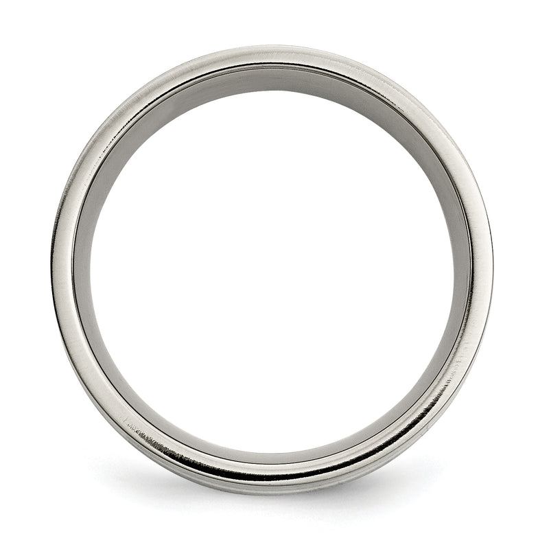 Titanium/Silver Two Tone Titanium Polished Sterling Silver Inlay 8mm Flat Band