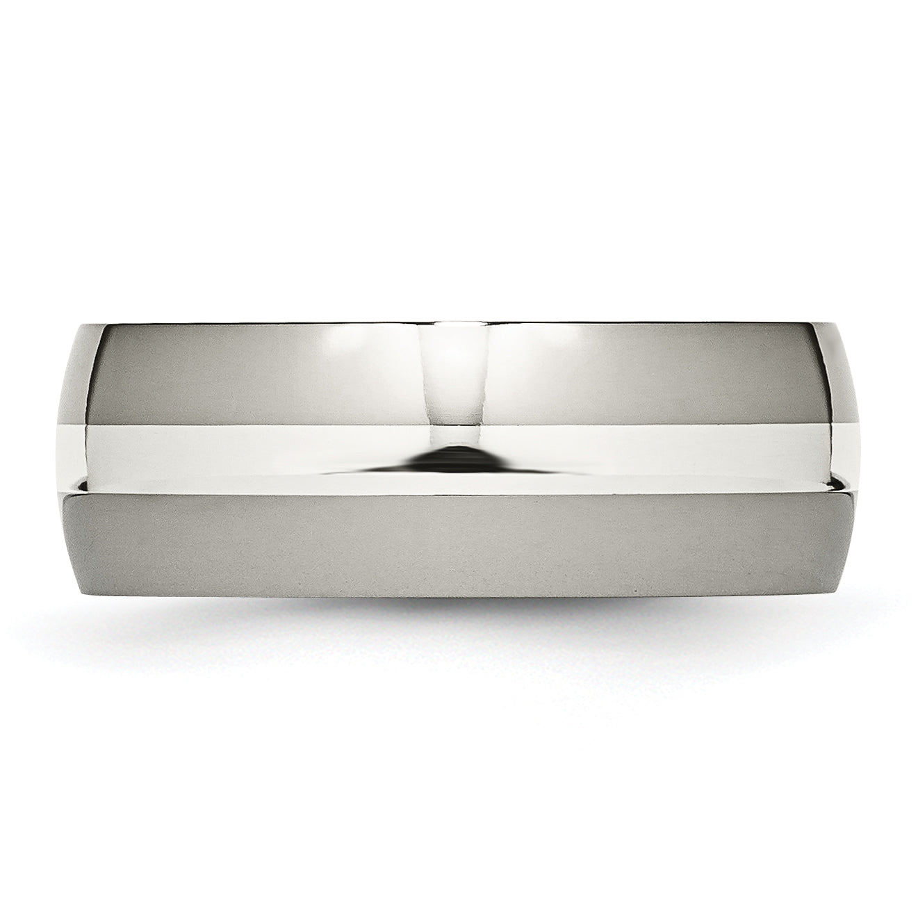Titanium/Silver Two Tone Titanium Sterling Silver Inlay 8mm Polished Band
