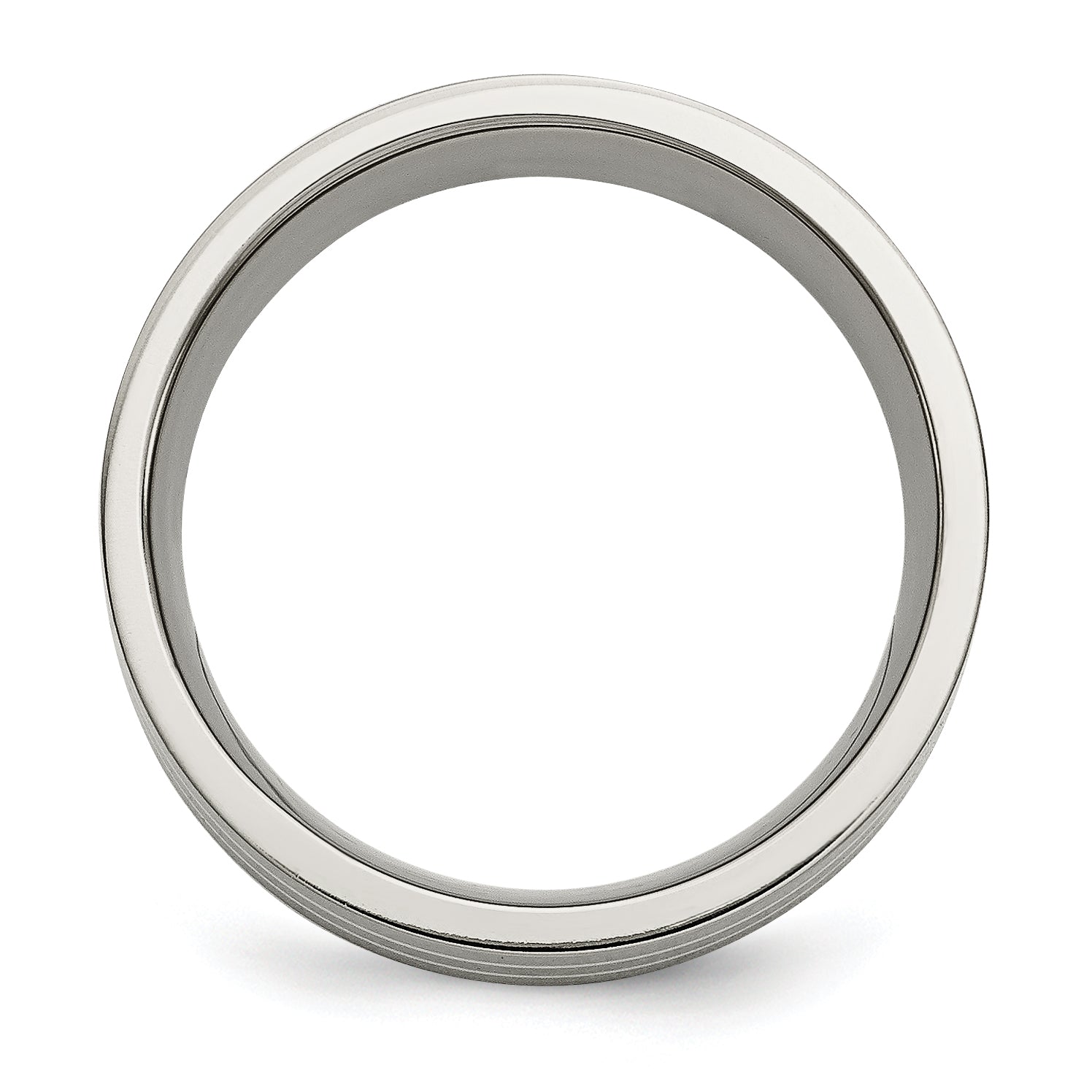 Titanium/Silver Two Tone Titanium Brushed Sterling Silver Inlay 8mm Flat Band