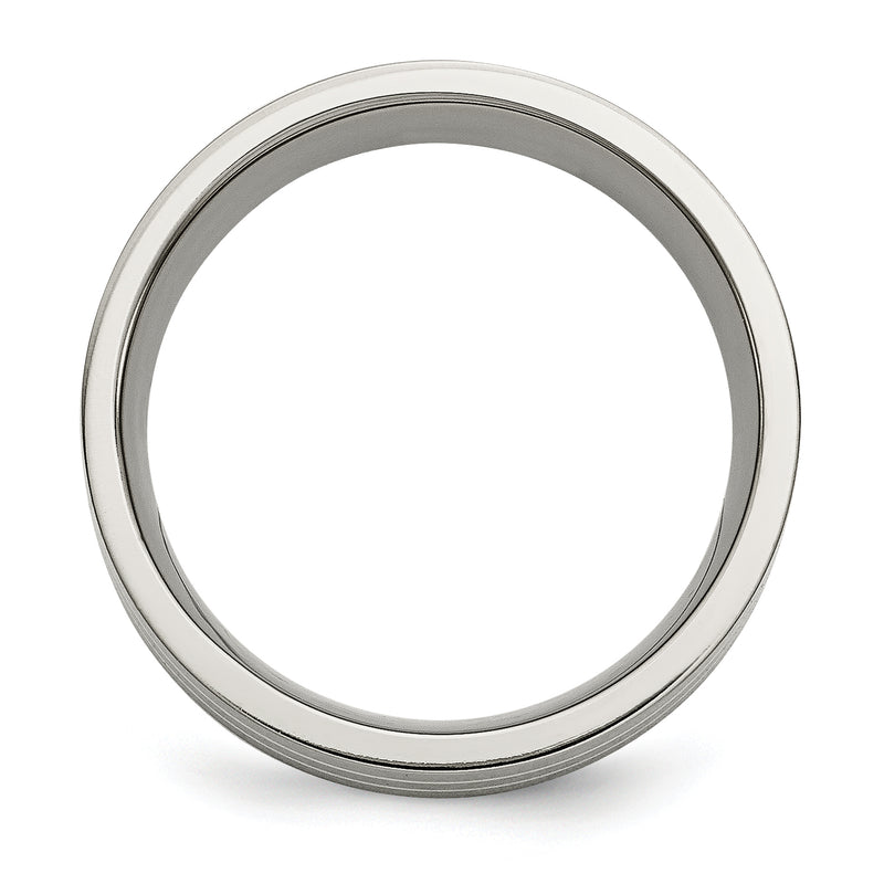 Titanium/Silver Two Tone Titanium Brushed Sterling Silver Inlay 8mm Flat Band