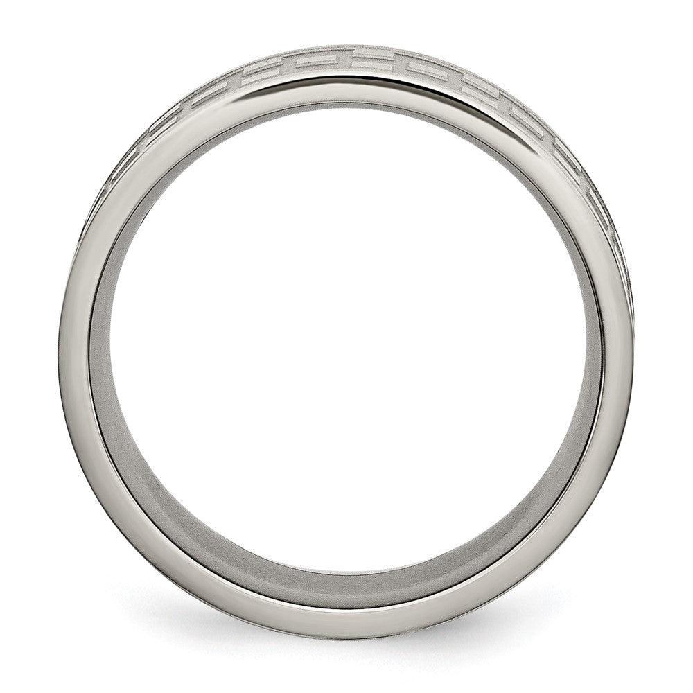 Titanium Satin And Polished Checkered 8mm Band