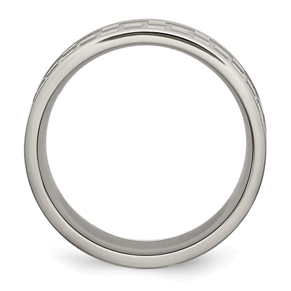 Titanium Satin And Polished Checkered 8mm Band
