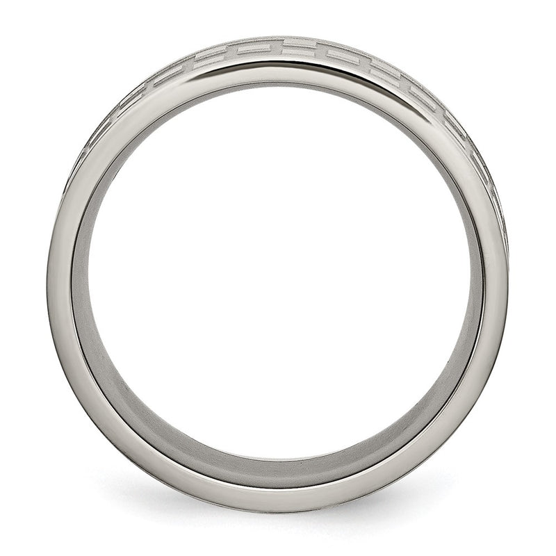 Titanium Satin And Polished Checkered 8mm Band