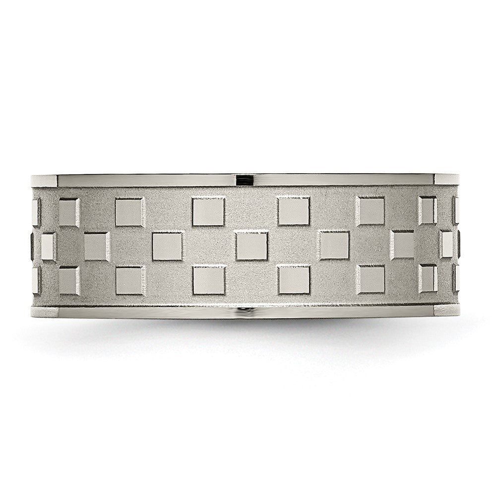 Titanium Satin And Polished Checkered 8mm Band