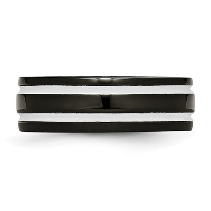 Titanium 8mm Black Ip Plated Polished Band