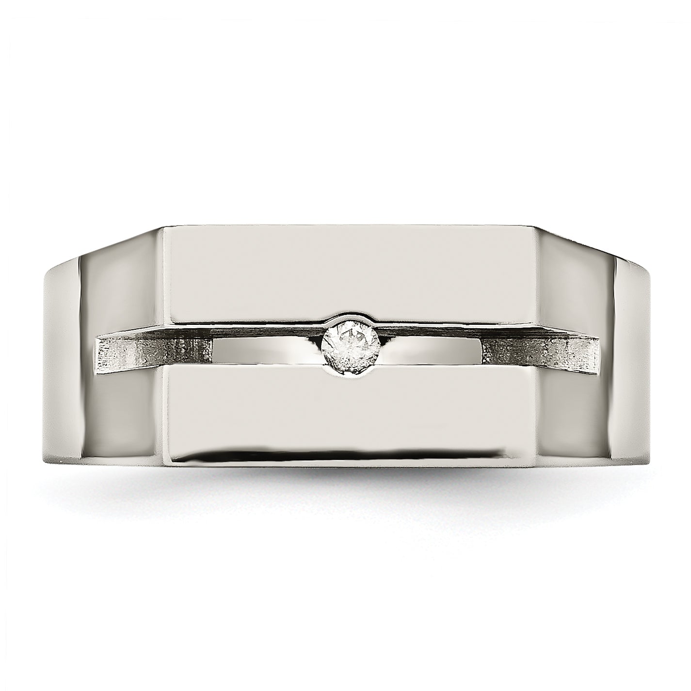 Titanium With Diamond Polished Band