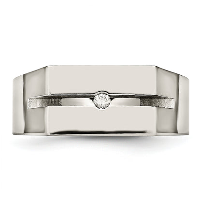 Titanium With Diamond Polished Band