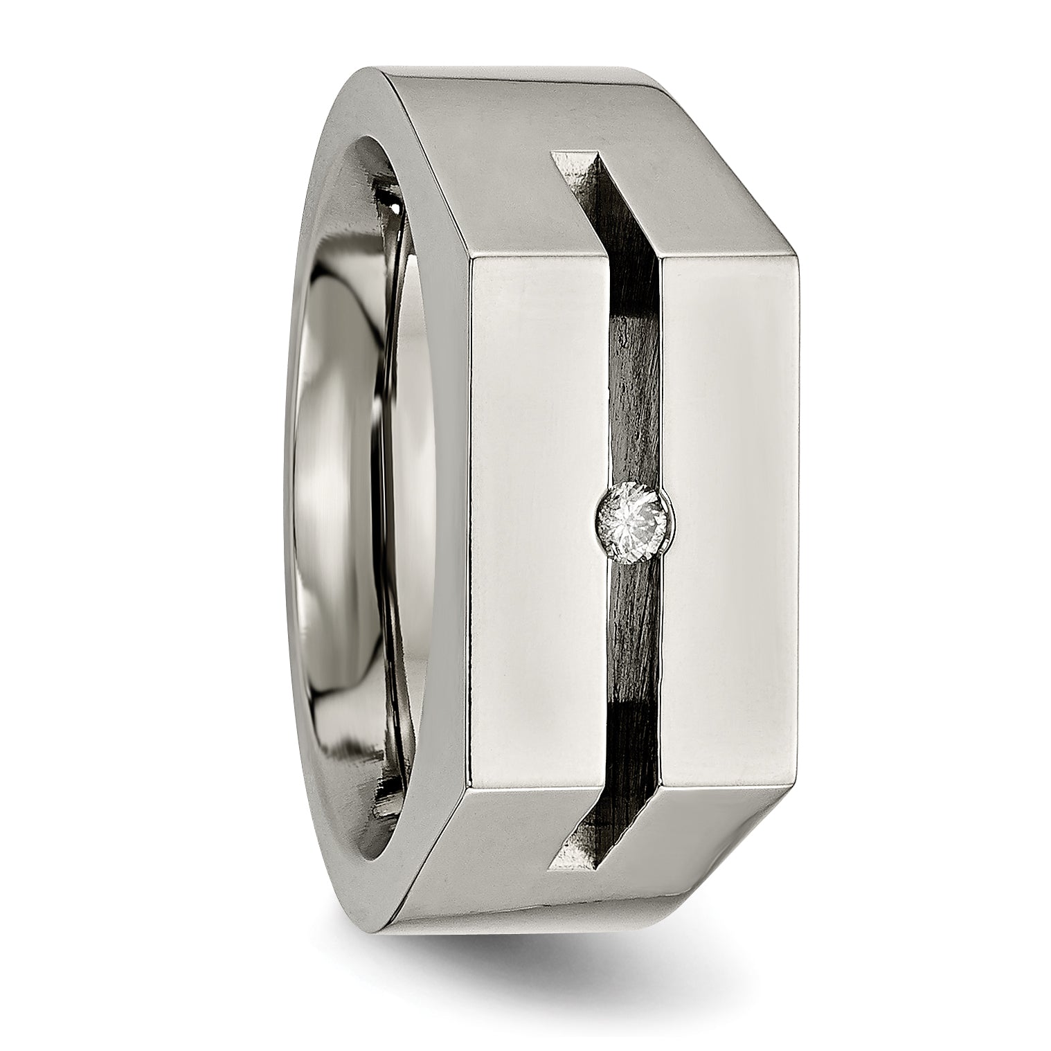 Titanium With Diamond Polished Band