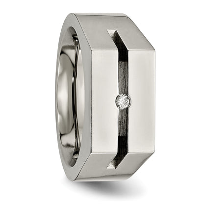 Titanium With Diamond Polished Band