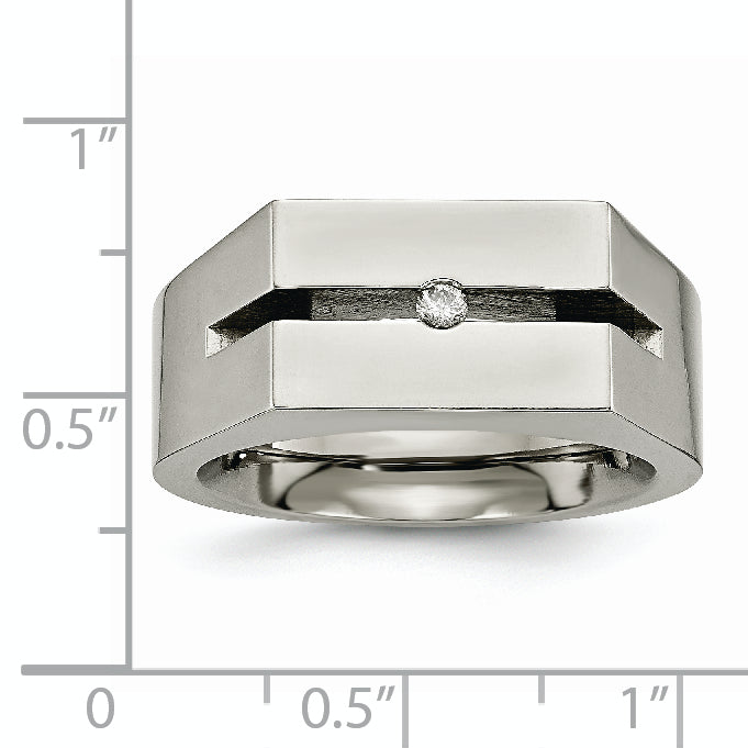 Titanium With Diamond Polished Band