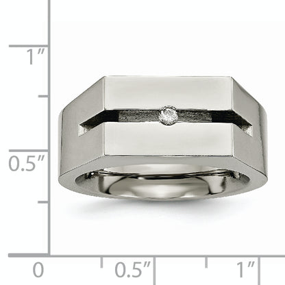 Titanium With Diamond Polished Band
