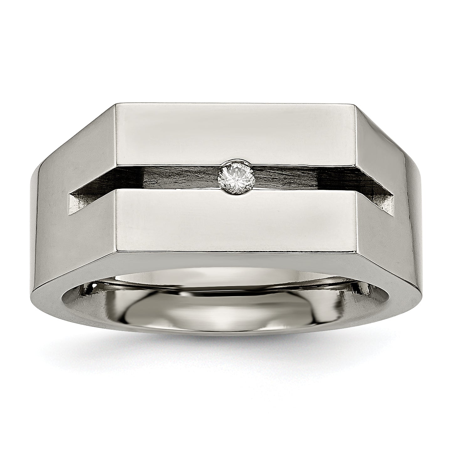 Titanium With Diamond Polished Band