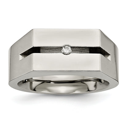 Titanium With Diamond Polished Band