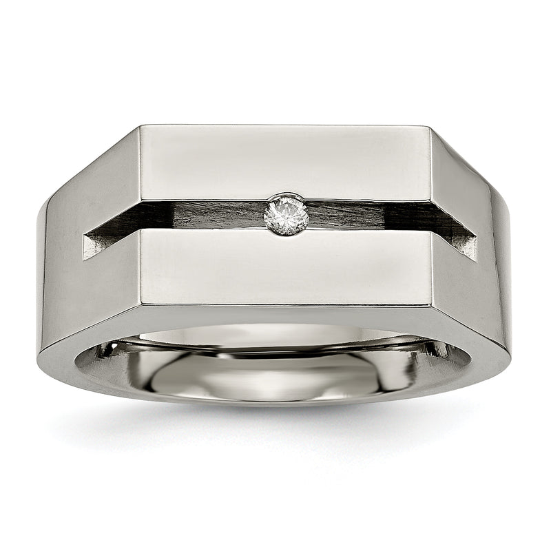 Titanium With Diamond Polished Band