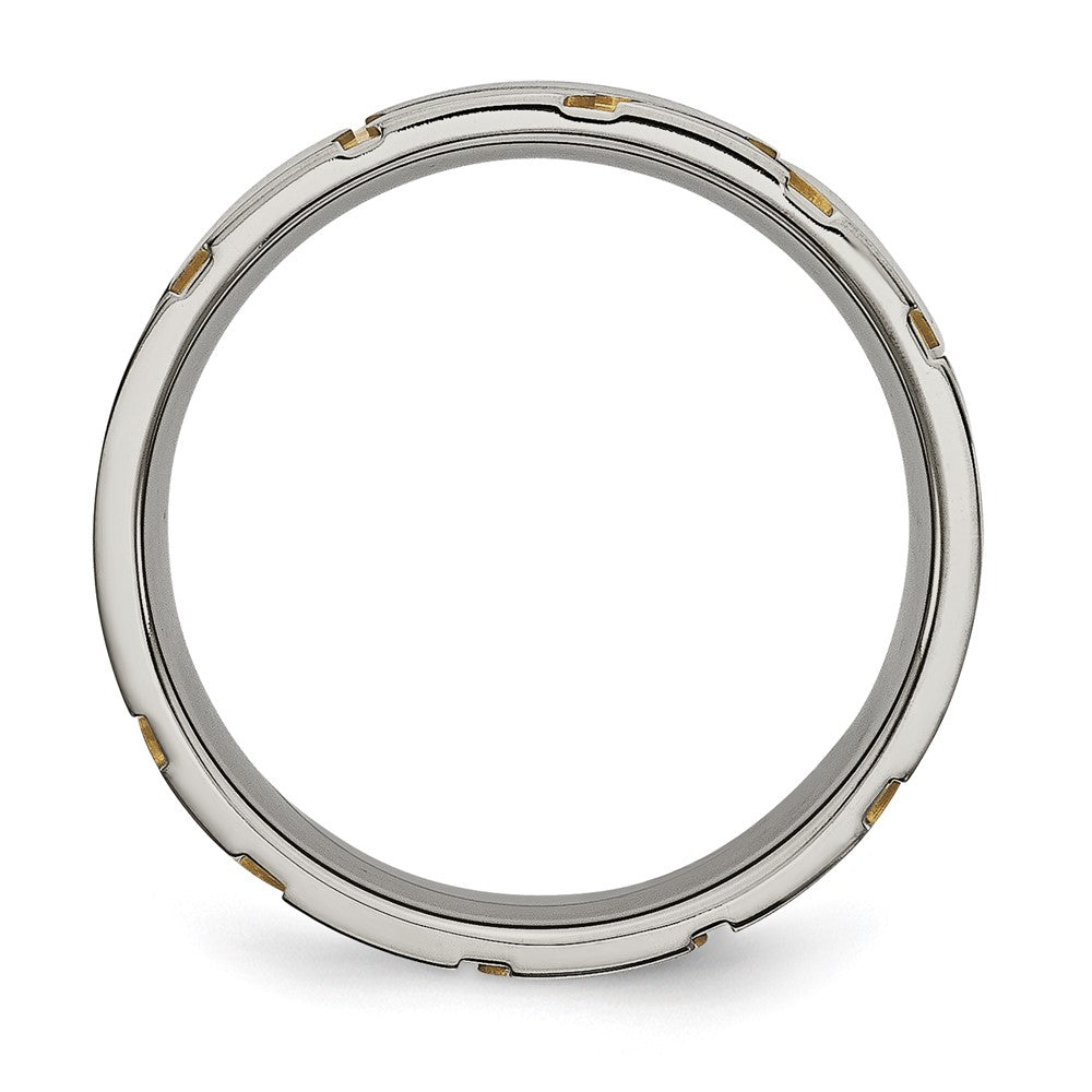 Titanium Brushed Yellow Ip Plated 6mm Grooved Band