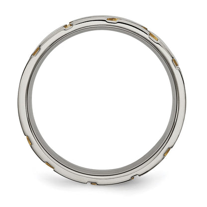 Titanium Brushed Yellow Ip Plated 6mm Grooved Band
