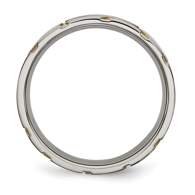 Titanium Brushed Yellow Ip Plated 6mm Grooved Band