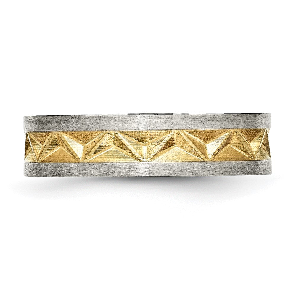 Titanium Brushed And Yellow Ip Plated Ladies 6mm Band