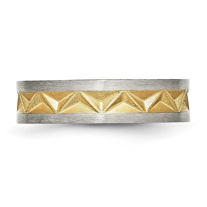 Titanium Brushed And Yellow Ip Plated Ladies 6mm Band