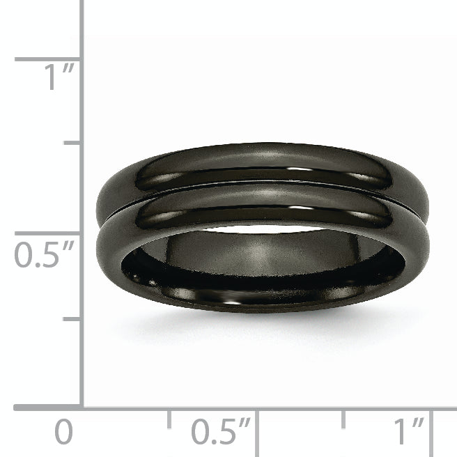 Titanium Black Ti Domed 6mm Polished Band