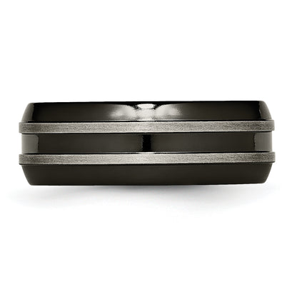 Titanium Grey & Black Ti Brushed And Polished 8mm Band