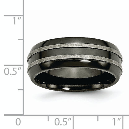 Titanium Grey & Black Ti Brushed And Polished 8mm Band