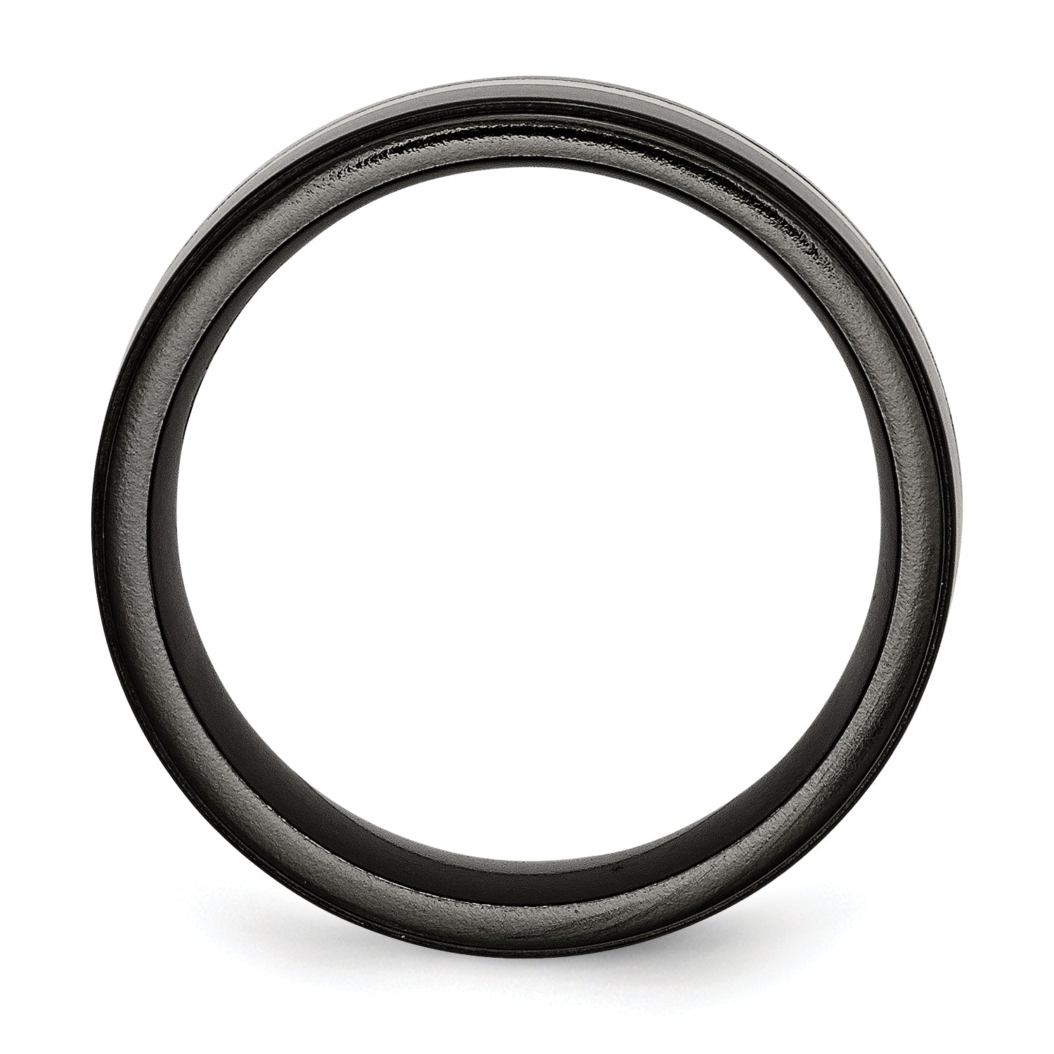 Titanium/Silver Two Tone Titanium Black Ti With Sterling Silver Inlay Polished 10mm Band
