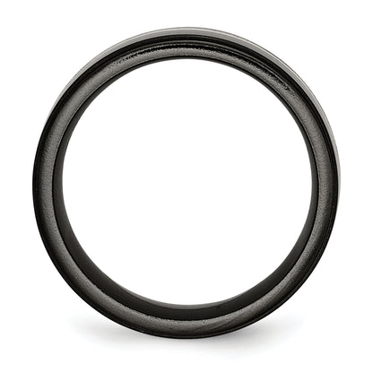 Titanium/Silver Two Tone Titanium Black Ti With Sterling Silver Inlay Polished 10mm Band