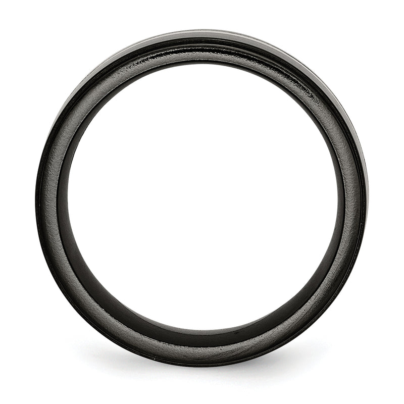 Titanium/Silver Two Tone Titanium Black Ti With Sterling Silver Inlay Polished 10mm Band