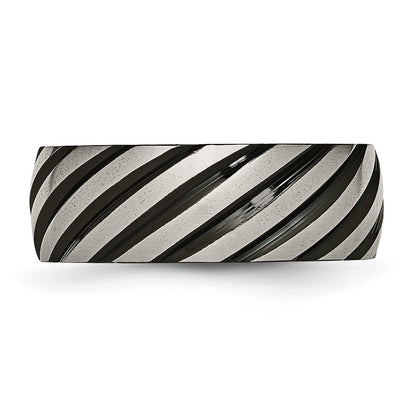 Titanium Brushed & Polished Black Ip Plated 8mm Grooved Band