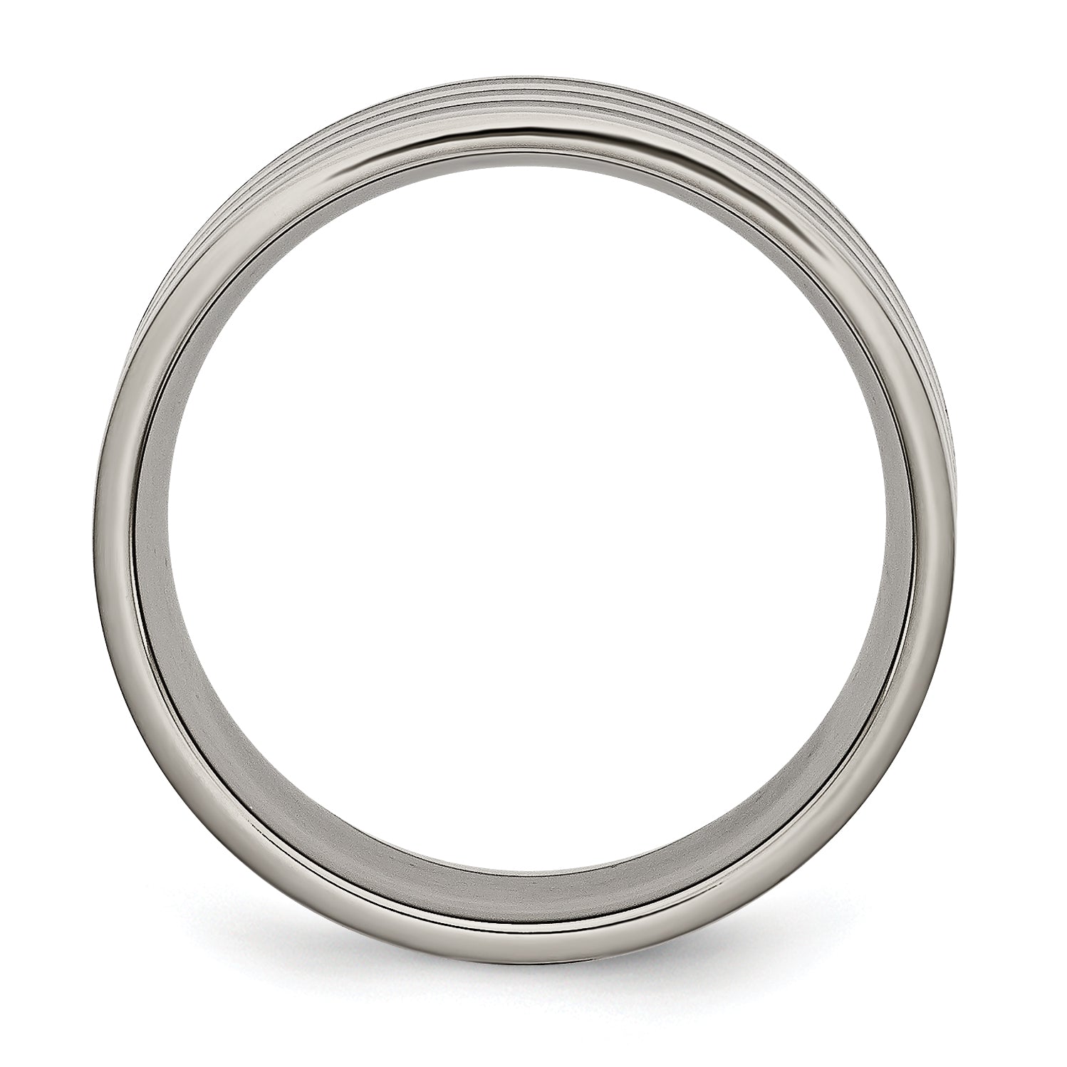 Titanium Polished Black Ip Plated Striped 8mm Band