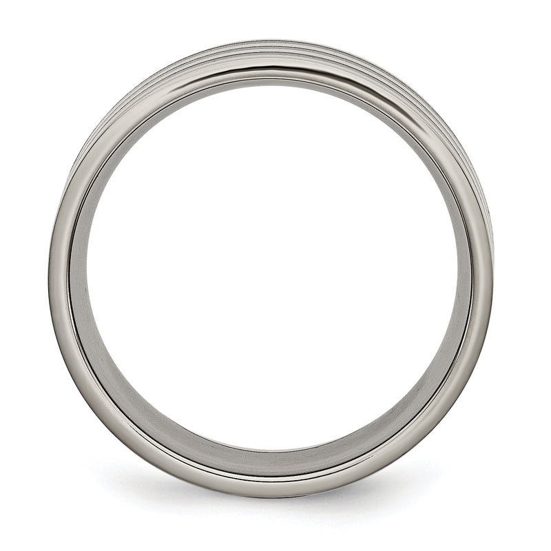 Titanium Polished Black Ip Plated Striped 8mm Band