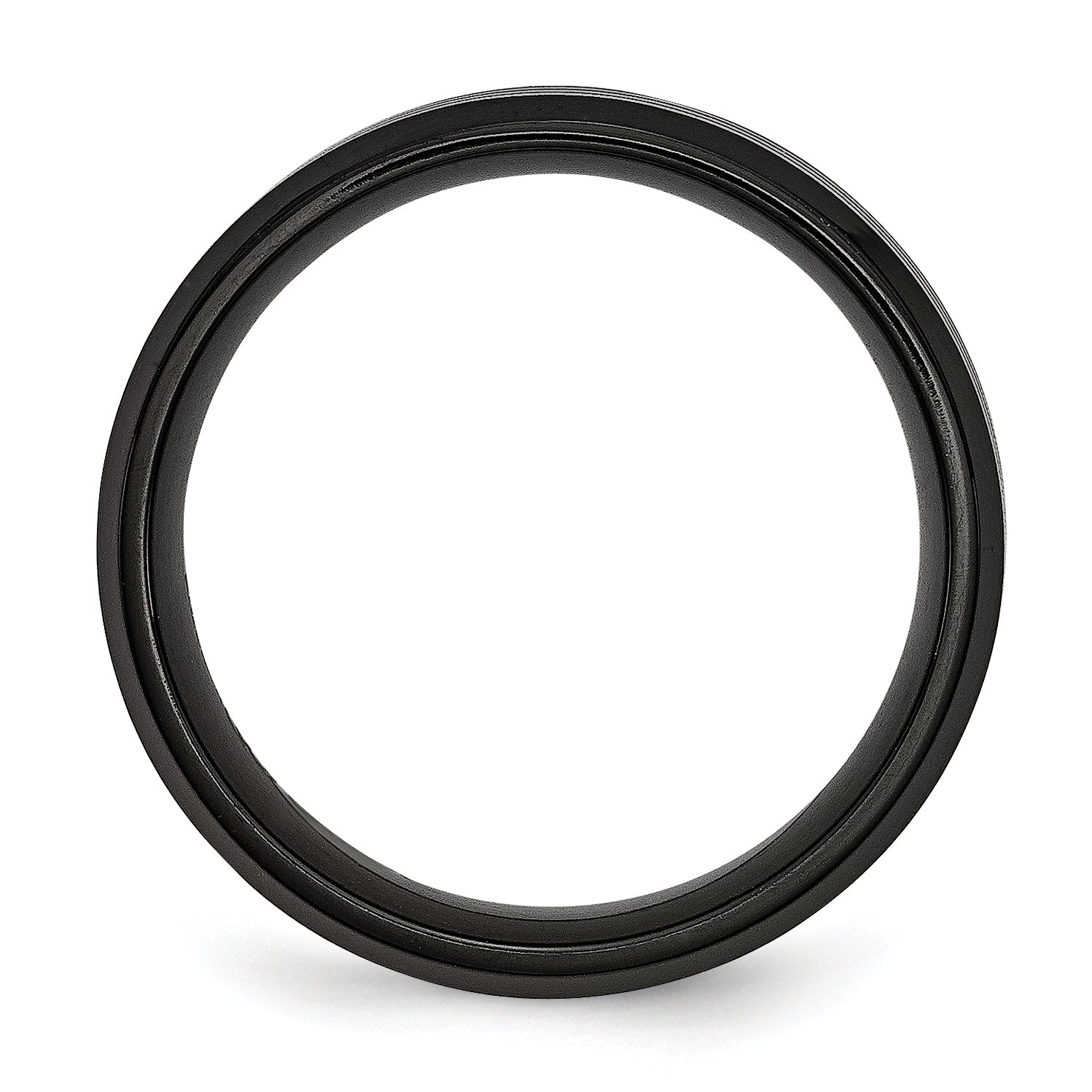 Titanium Brushed & Polished Black Ip Plated Striped 8mm Band