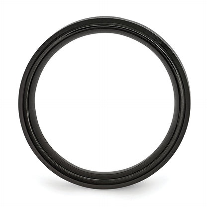 Titanium Brushed & Polished Black Ip Plated Striped 8mm Band