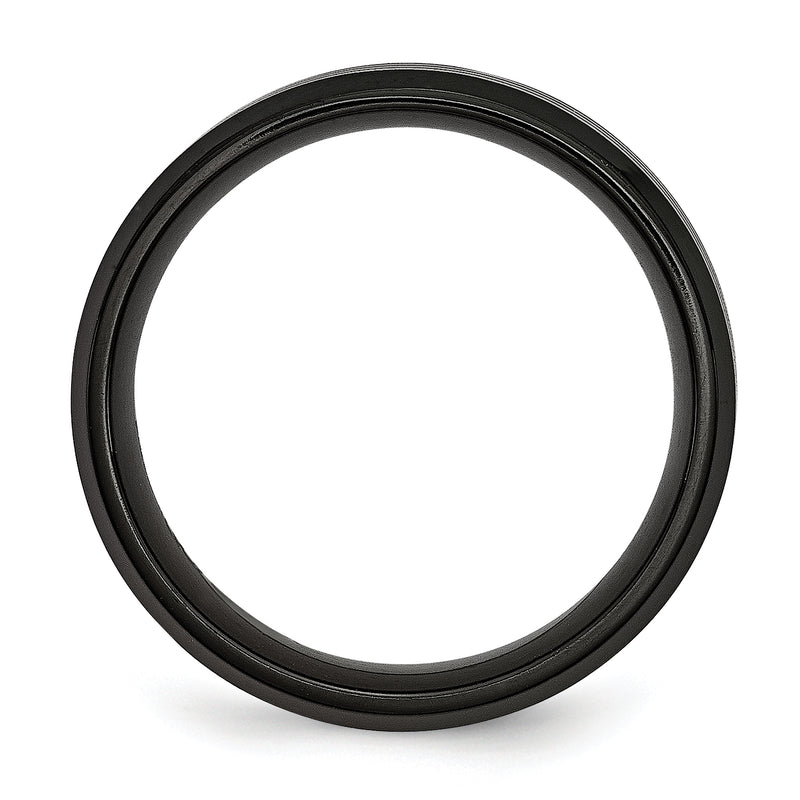 Titanium Brushed & Polished Black Ip Plated Striped 8mm Band