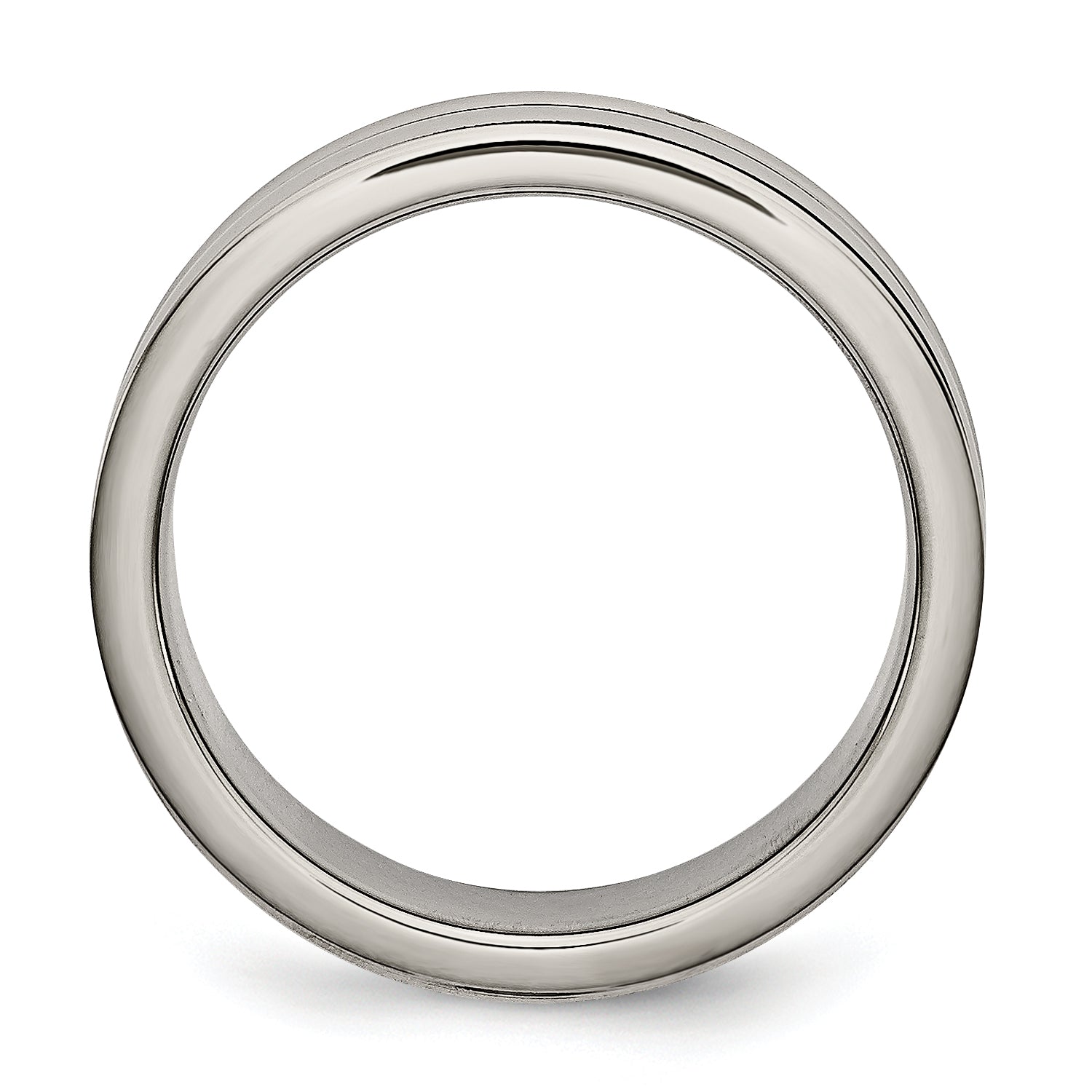 Titanium Polished With Black Rubber 6mm Grooved Band