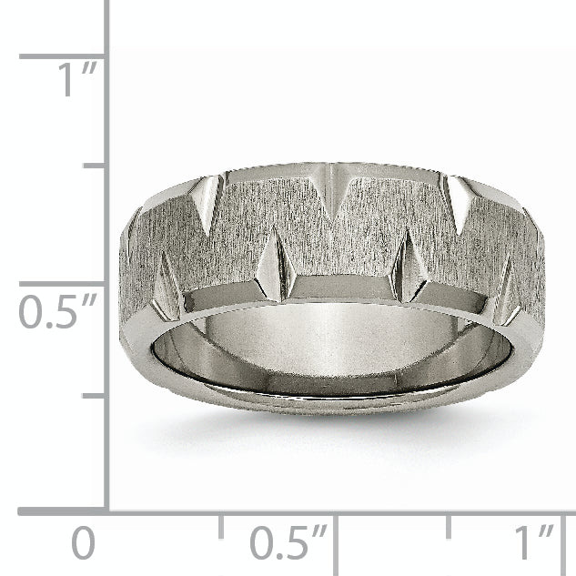 Titanium Beveled Edge Notched 8mm Brushed Band